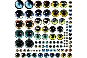 100PCS 30/25/20/16/12/8/6mm Assorted Mixed Size Eyes Glass Cabochon for Clay Doll Making Sculptures Props Craft DIY Findings 