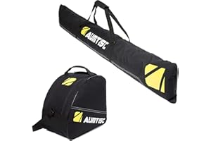 AUMTISC Ski Bag and Boot Bag Combo - Padded Ski Bags for Air Travel, Adjustable Length for Skis Up to 200 cm, Two-Piece Ski a
