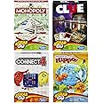 Hasbro Family Grab and Go Variety Pack Bundle: Clue, Monopoly, Connect 4 and Hungry Hungry Hippos Travel Sized Board Games (4 Items)