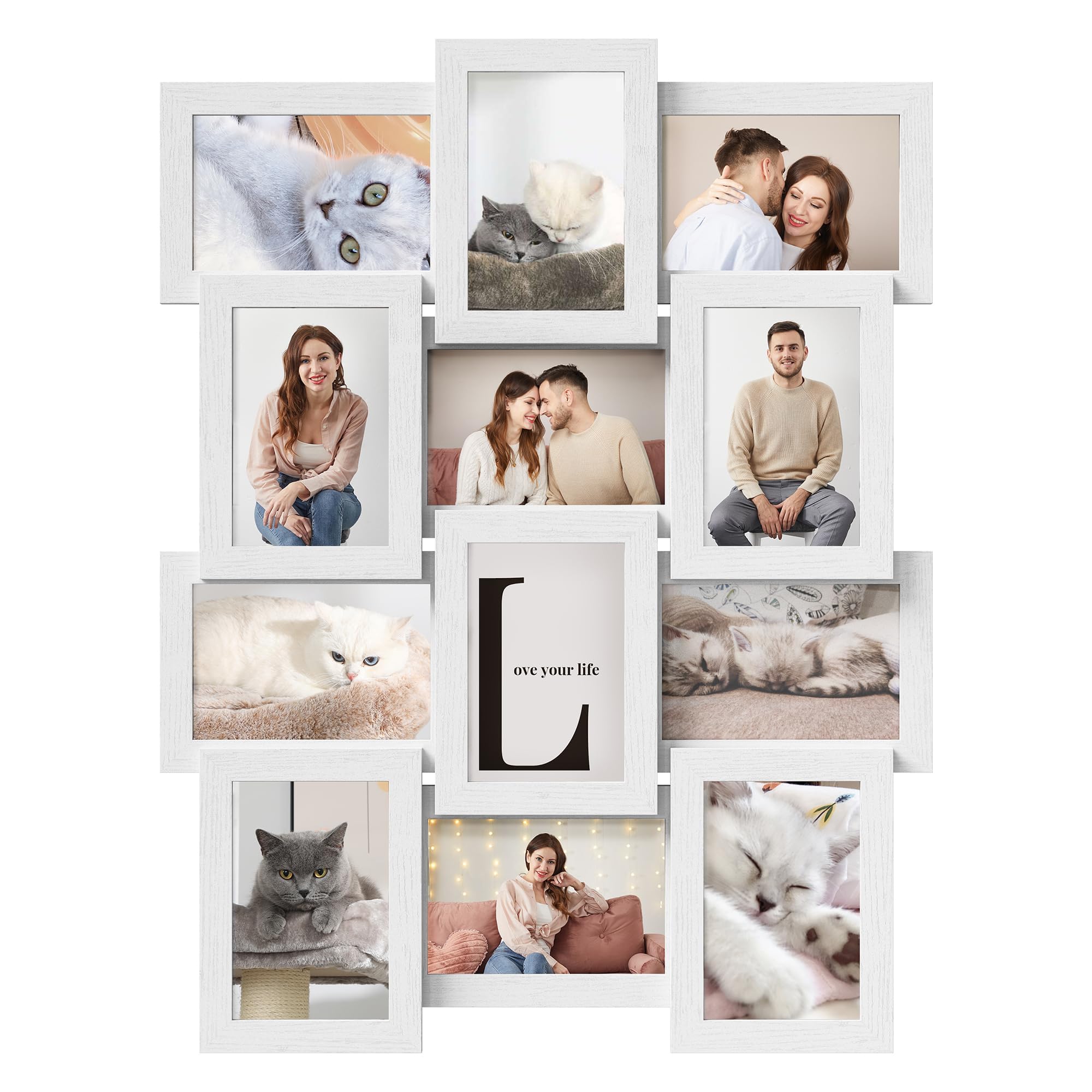 SONGMICS Collage Picture Frames, 4x6 for Wall Decor Set of 12, Multi Family Photo for Gallery Decor, Hanging Display, Assembly Required, Cloud White URPF026W01 Image