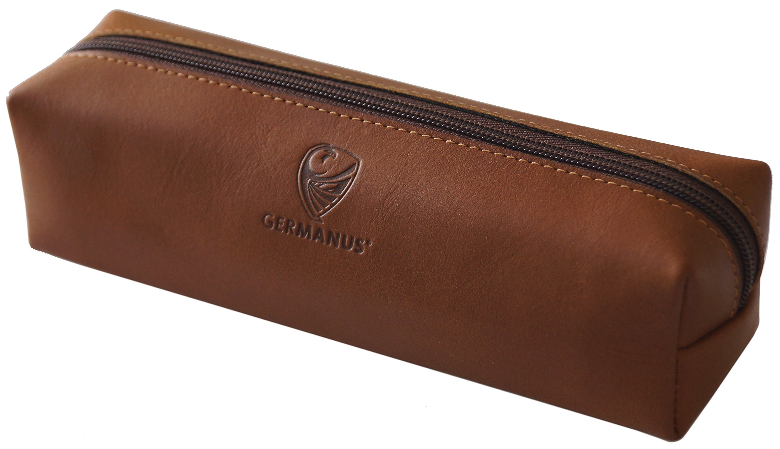 GERMANUS Leather Pencil Case Made in EU (Brown)