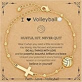VULETO Softball/Volleyball/Soccer/Basketball Football Bracelet for Girls Women, 14K Gold Plated Cross Link Chain Sport Accessories Christian Jewelry Gifts for Teens Team Coach Players