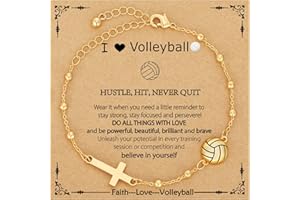 VULETO Softball/Volleyball/Soccer/Basketball Football Bracelet for Girls Women, 14K Gold Plated Cross Link Chain Sport Accessories Birthday Christmas Christian Jewelry Gifts for Teens Team Coach Players