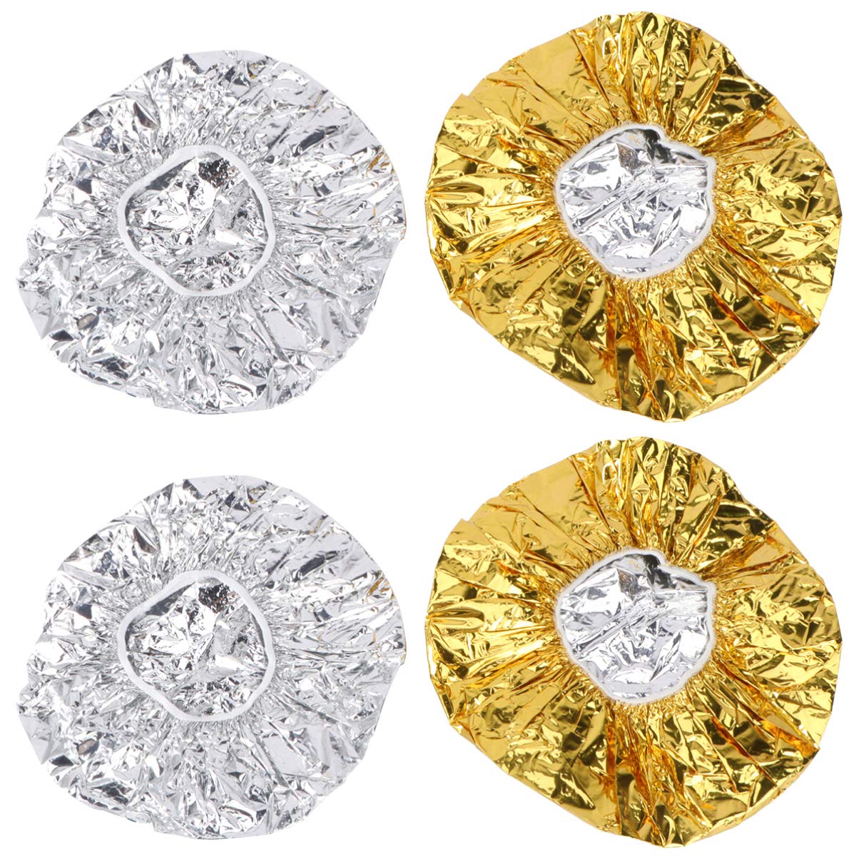 FRCOLOR 4pcs Aluminum Foil Cap Disposable Hair Coloring Cap Elastic Heat Shower Cap for Deep Conditioning