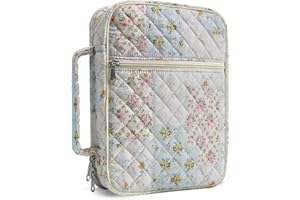 WOBAGMEN Bible Cover Case for Women,Large Bible Tote Bags Organizer Quilted Carrying Case for Girls,Bible Study Supplies Accessories Christian Gifts for Women (Colorful Floral, M)