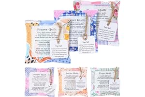 INCOK Prayer Quilt with Cross Inside - 6 Pcs Pocket Prayer Quilt Squares, Coloful Flower Mini Prayer Cloth, Gift for Christians, Christmas Appreciation Gifts for Religious Pastor Church