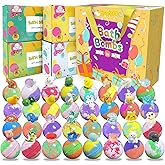 Bath Bombs for Kids with Surprise Inside, 32 Pack Kids Bath Bombs with Land & Sea Animal Toys, Handmade Fizzy Bubble Children Bath Ball Gift Set for Girls Boys Easter, Valentines Day, Birthday