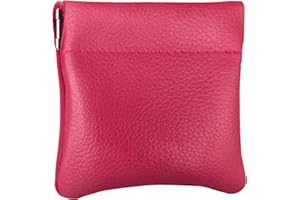Nabob Leather Genuine Leather Squeeze Coin Purse, Coin Pouch Made IN U.S.A. Change Holder For Men/Woman Size 3.5 X 3.5 (Pink)