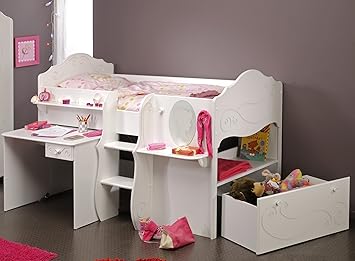 Lit Mezzanine Pour Chambre De Fille Lit 1 Place 90 X 200 Cm Bureau