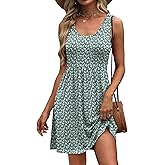 WIHOLL Women's Summer Dress 2026 A-Line Sleeveless Casual Sundress with Pockets Floral/Solid