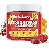 Saffron Gummies for Kids 60 Count | Natural Strawberry Flavor with Saffron Extract Manuka Honey & Vitamins C, D3, B6, B12, Supports Focus , Calm , Mood Chillax Gummies | Non‑GMO Gelatin Free Gummy Supplement | Veloraa