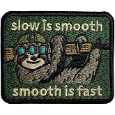 Zolawe Slow is Smooth, Smooth is Fast Hook and Loop Patch, 3 Inches Sew On Patches, Embroidery Patches for Backpacks Bags Vest Dog Harness, Tactical Military Embroidered Patches, Funny Sloth DIY Patch