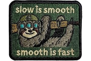 Zolawe Slow is Smooth, Smooth is Fast Hook and Loop Patch, 3 Inches Sew On Patches, Embroidery Patches for Backpacks Bags Vest Dog Harness, Tactical Military Embroidered Patches, Funny Sloth DIY Patch
