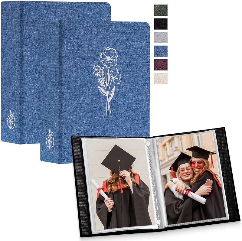 Lanpn Photo Albums 7x5 Linen Cover 2 Pack 52 Pockets 13x18cm Top Load