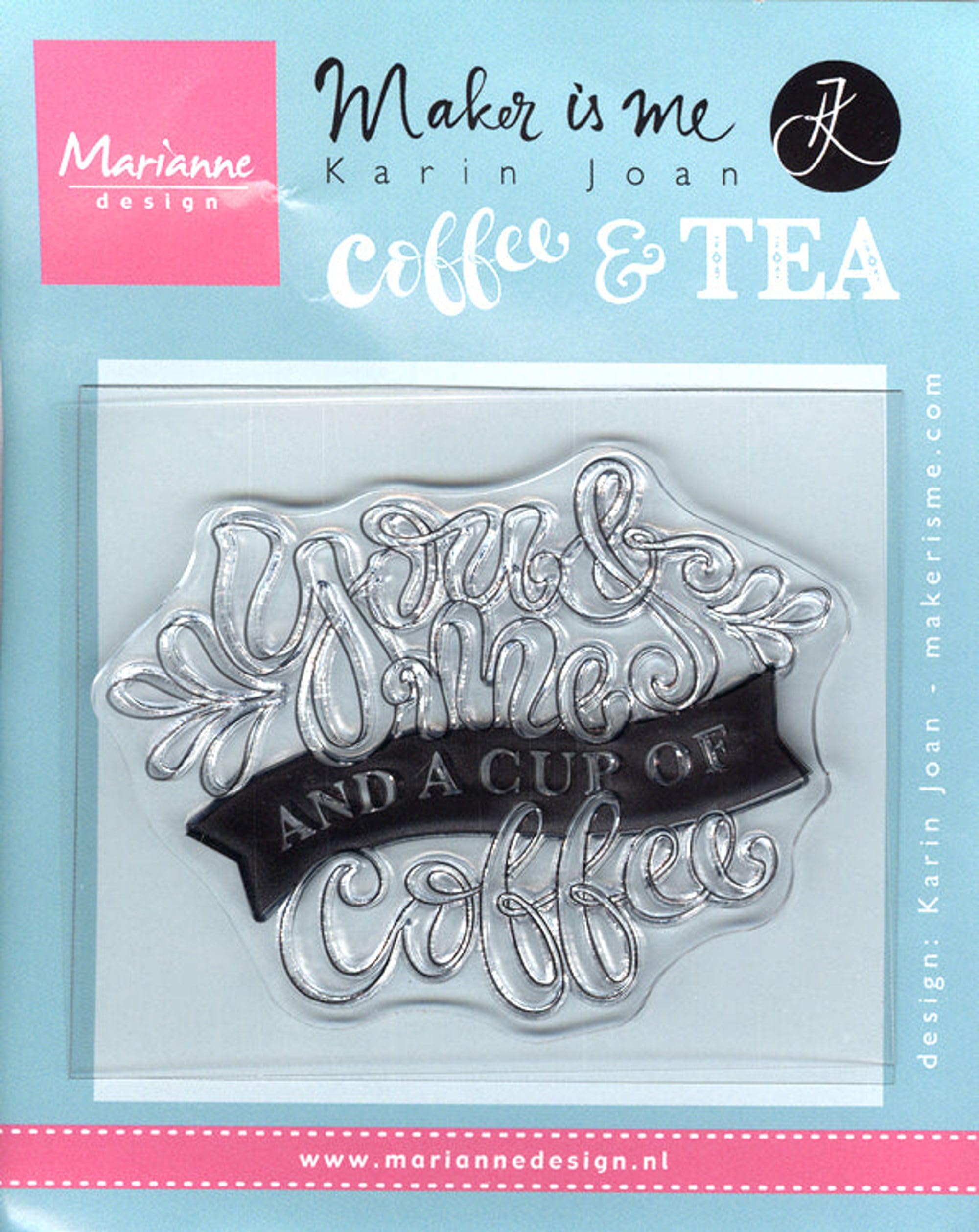 Marianne Design Transparent Stamp Quote 'You & Me and a Cup of Coffee', Silicone, Black, 11 x 9 x 0.5 cm