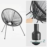 SONGMICS Garden Patio Furniture Set 3 Pieces Acapulco Chair Glass Table Black view 5