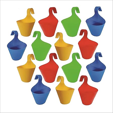 Asian Aura Plastic Vertical Hook Hanging Planter, Multicolor Pack 15