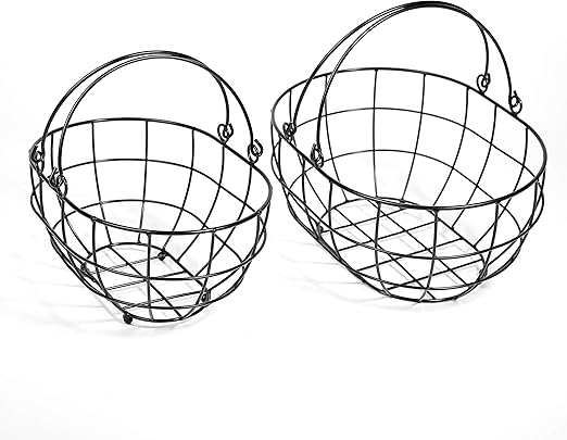Amazon Com Slpr Black Metal Round Wire Basket With Swing Handle