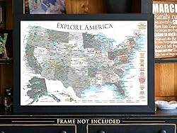 GeoJango National Parks Map Poster with USA Travel
