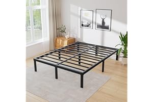 Full Bed Frame 3000lbs Heavy Duty Metal Platform No Box Spring Needed with Steel Slat Support, Easy Assembly,Noise-Free 16 In