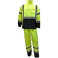 New York Hi-Viz Workwear RK Safety RW-CLA3 Class 3 Rain suit, Jacket, Pants High Visibility Reflective Black Bottom