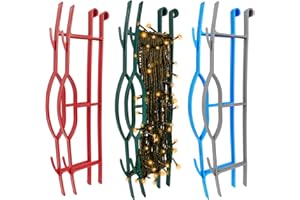 EDSRDUS Set of 6 Light & Cord Wind Up Christmas Light Storage, Strong & Hangable, for Organizing Christmas Lights & Electric Cords, Each Holds Up to 164 ft (2Red 2Green Grey Blue, 4inch x 16inch)