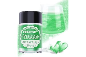 ERCORART Edible Glitter - Luster Dust Edible for Cocktail Food Grade Drink Glitter for Cake Decorations, Easter Eggs, Baking, Macarons, Strawberries - 5g/Bottle (Green)