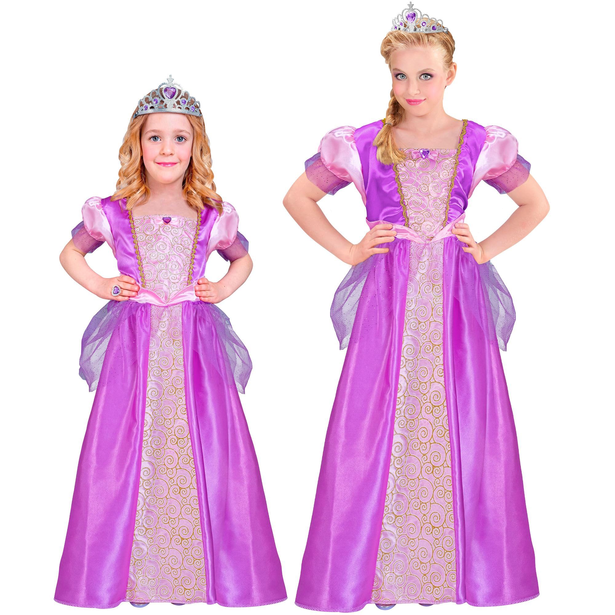 W WIDMANN MILANO Party Fashion - Children's Princess Dress and Tiara Queen Fairy Tale Fancy Dress Costume, Purple, 6 Years