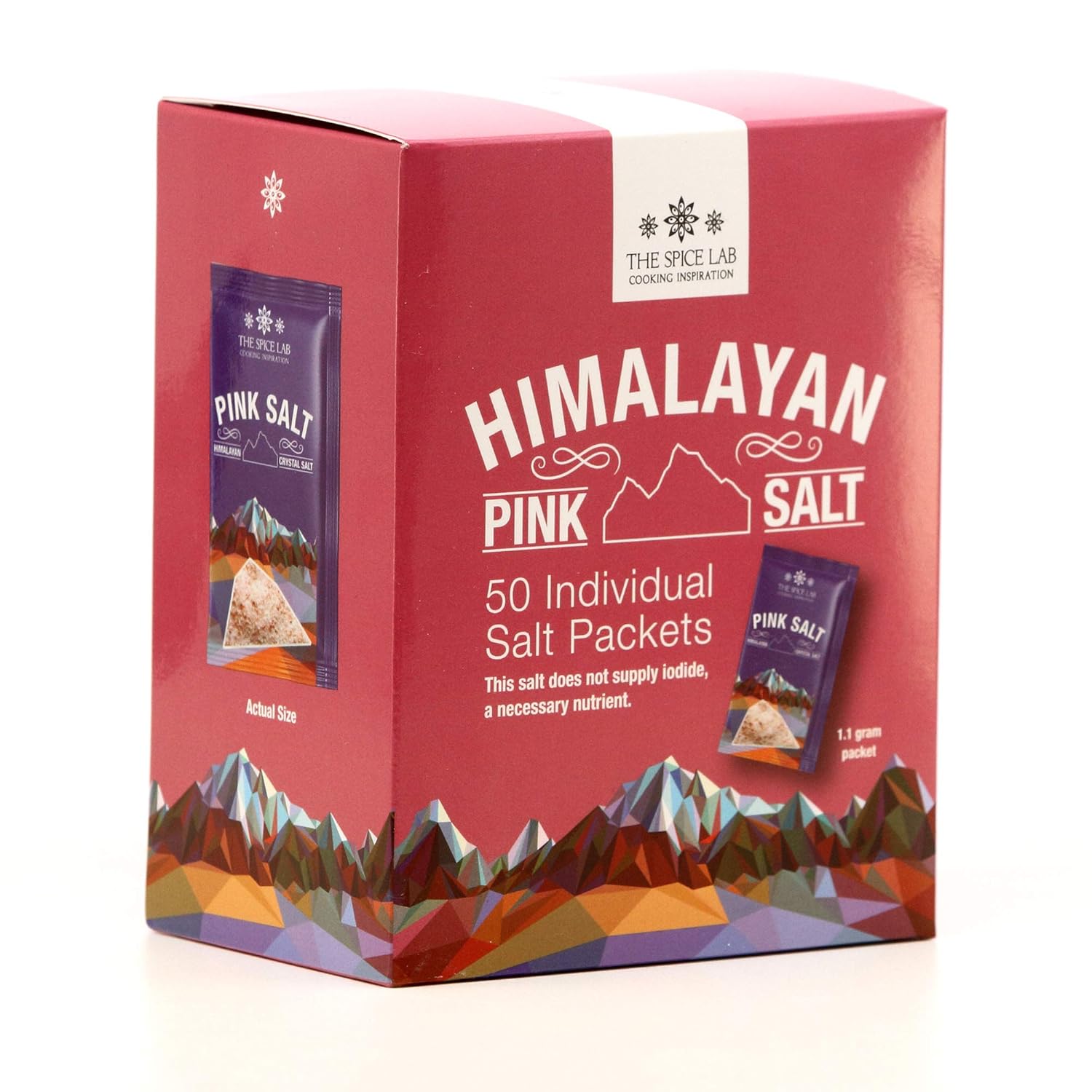 The Spice Lab Himalayan Pink Salt - Fine - 50 Salt Packets- Gourmet Pure Crystal - Pink Himalayan Salt is Nutrient and Mineral Dense for Health - Kosher & Natural Certified : Sea Salts : Grocery & Gourmet Food