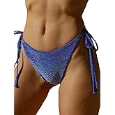 BERLOOK Women's Ribbed Tie Reversible Bikini Bottom Adjustable Hipster Full & High Cut Swimsuit
