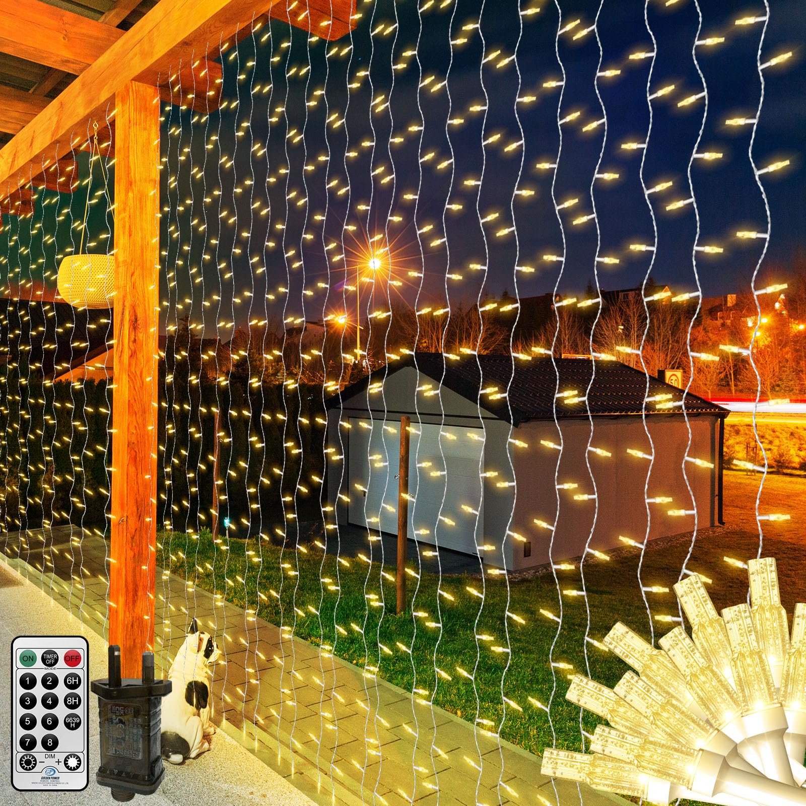 THKFUL 408LED Curtain Lights Plug in,6×2m Fairy Curtain Lights for Bedroom,Crystal Curtain String Lights Connectable with Remote Timer for Bedroom Wall Gazebo,10M Lead Wire(Warm White)