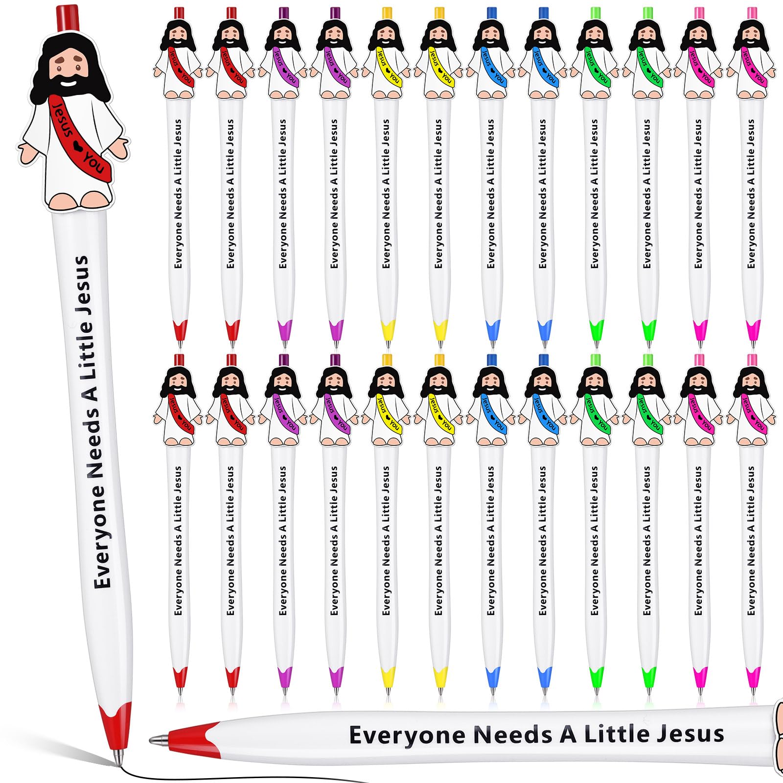 Photo 1 of Landical 24 Pcs Little Jesus Figures Ballpoint Pen Original Design Christian Pens Bulk for Religious Party Favors Sunday School Baptism Gifts(Every Needs A Little Jesus,White Skin)