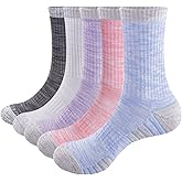 YUEDGE Womens Socks Moisture Wicking Cotton Cushioned Crew Socks For Women, Performance Gym Tennis Training Athletic Socks