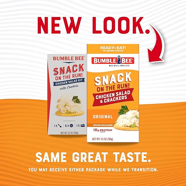 BUMBLE BEE SNACK ON THE RUN CHICKEN SALAD WITH CRACKERS KIT, 3.5 OZ – READY TO EAT, SPOON INCLUDED – SHELF STABLE & CONVENIENT PROTEIN SNACK
