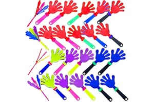 Resinta 24 Pieces Hand Clappers Plastic Noisemaker Noise Makers with Drawstring Bag for Fiesta Party Birthday Favors, 7.5 Inch