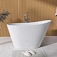 GETPRO Free Standing Tub 51" Deep Soaking Bath Tub, Oval Shape Acrylic Freestanding Bathtub with Integrated Slotted Overflow and Removable Anti-clogging Drain Glossy White