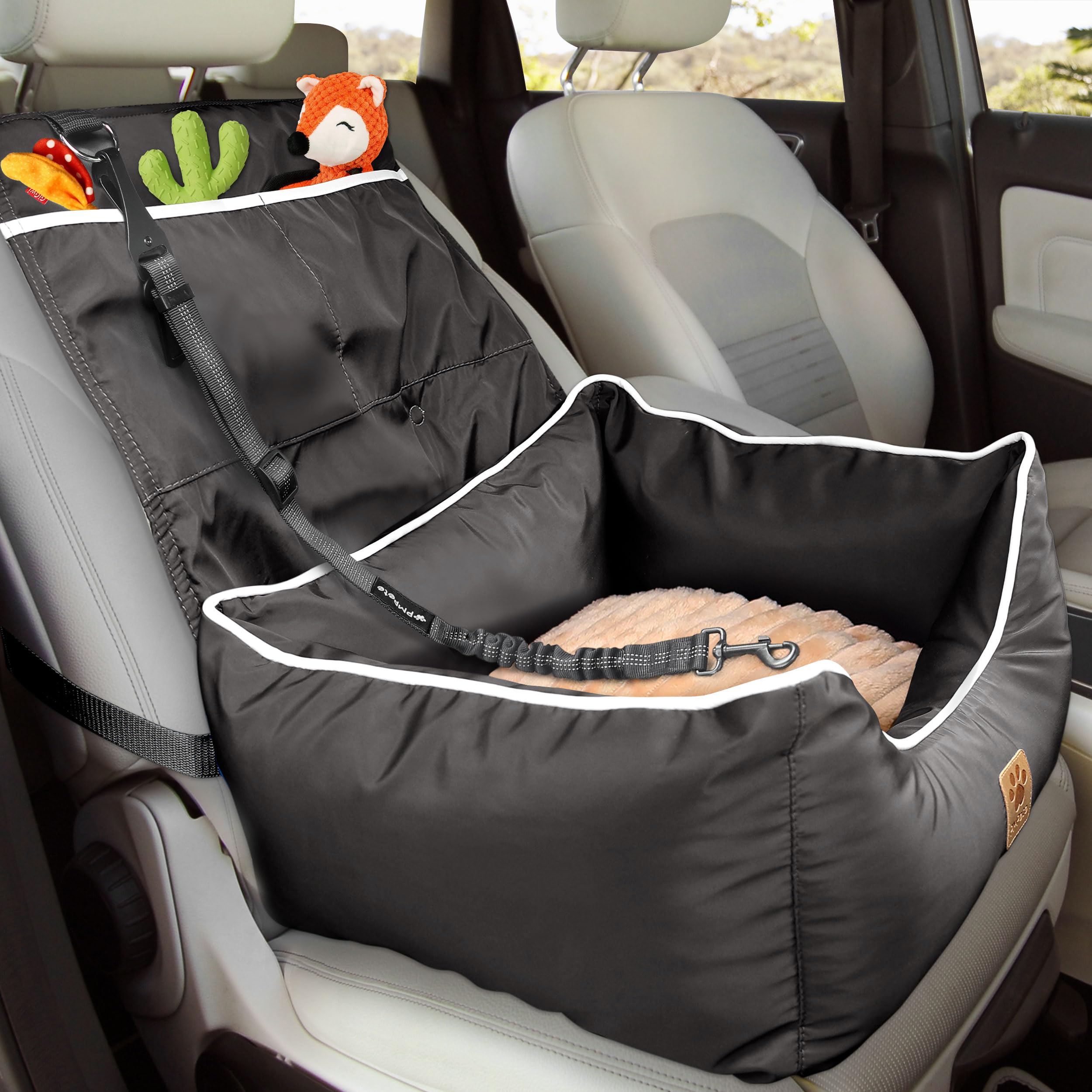 Photo 1 of Premium Dog Car Seat, Suitable for Front and Back Seats, Waterproof Travel Car Bed for Small &Medium Pets, Pet Booster Seat with Pockets and Dog Seat Belt, Black