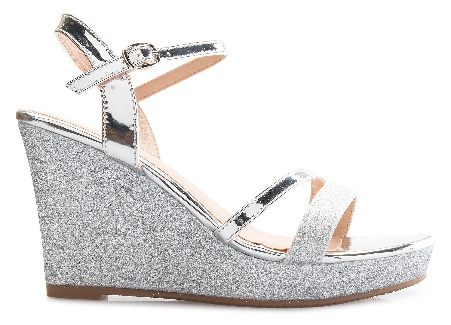 Olivia K Women's Sexy Strappy Platform Wedge Glitter Sandals - Image 3