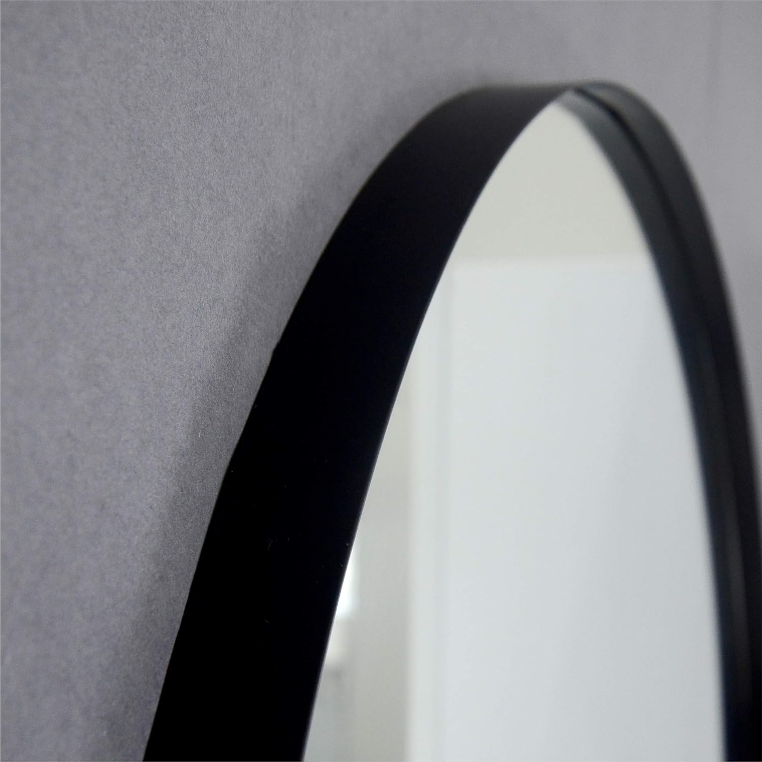 KAASUN 26-Inch Large Wall Mounted Round Mirror Premium Brushed Metal Coated Frame Black Wall Mirror for Washroom, Entryways, Living Rooms: Furniture & Decor