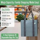 VENO 4 Pack Reusable Grocery Bags with Handles and Hard Bottom view 4
