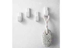 LUUL Adhesive Wall Hooks – 4-Pack No-Drill Towel Hooks, 2 kg (4.4lb) Hold, Waterproof White Plastic Hooks for Bathroom, Kitch