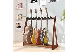 Wisuce Essentials Guitar Stand Rack, Multi-Guitar Display Rack Adjustable Bamboo Guitars Holder Electric Guitar Stands Floor Storage for Bass Acoustic, Home Studio, Band Stage