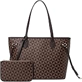 Lacel Urwebin Handbags for Women Designer Fashion Purses Top Handle Satchel Shoulder Bags 2pcs with Small Wallet (Brown)