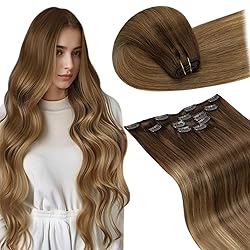 LaaVoo Hair Extensions Clip ins Ombre Medium Brown