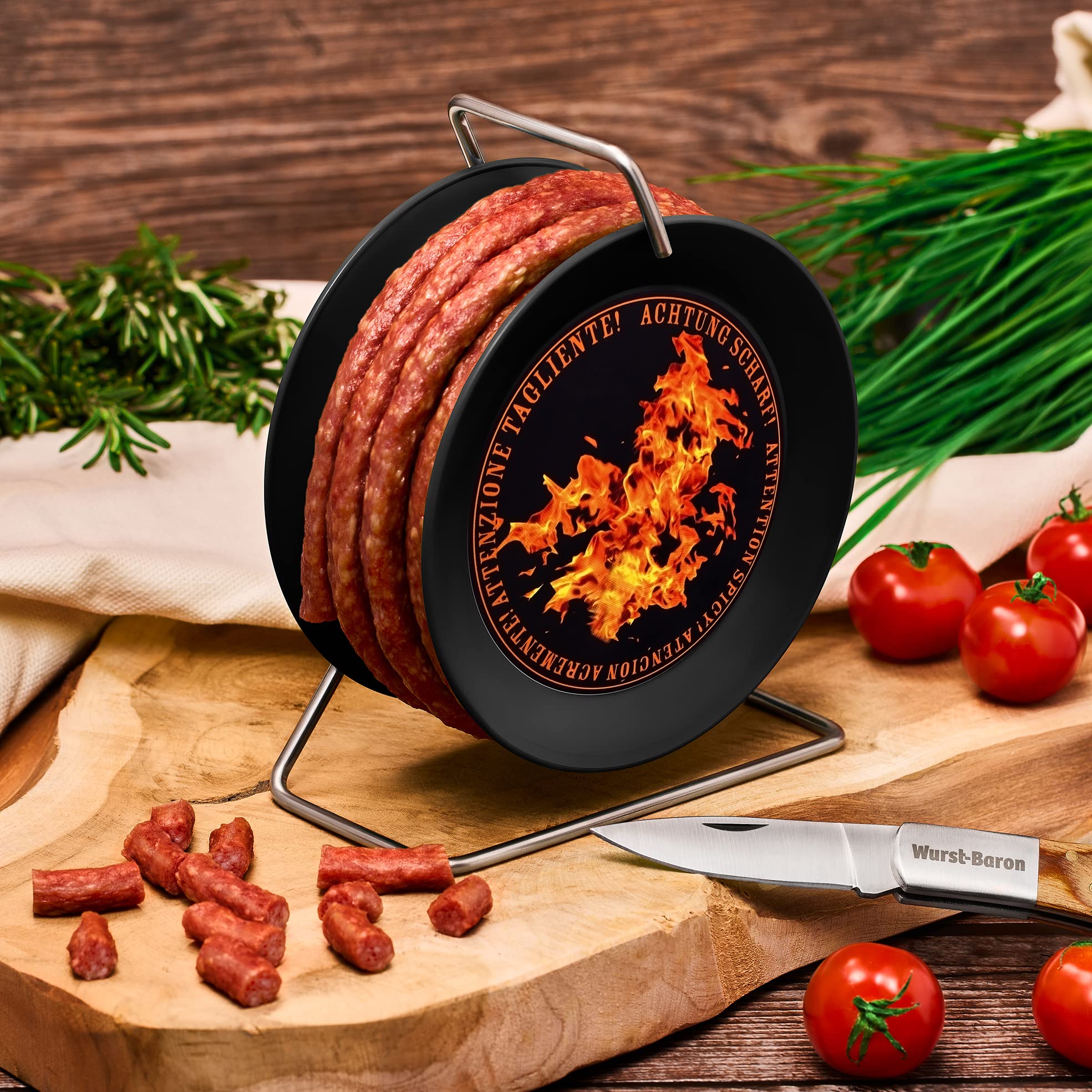 WURSTBARON® Scharfe Wurst Kabeltrommel 3,5m scharfe Chorizo Wurst nach Krakauer Art, hochwertige Qualität und würziges Aroma, lustiges Geschenk, 240 g 2