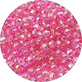 Tingoons 1000 PCS 6mm Acrylic Faceted Spacer Beads AB Color Glossy Round Loose Beads for Jewelry Making Bracelet Necklace Earring Ornament Wind Chimes Key Chains(Dark Pink AB)