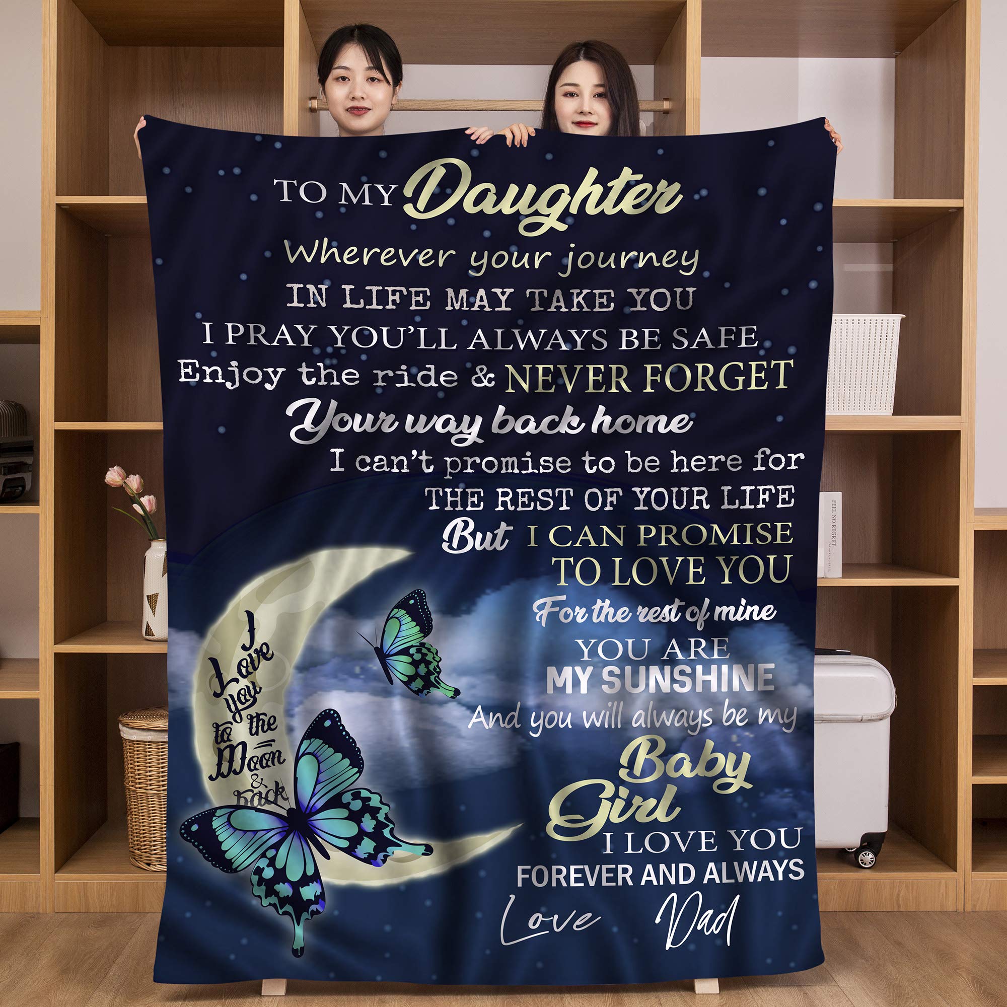 UFOORO Daughter Blanket Personalized Custom Gifts Throw Blankets 55"x70" (To Daughter from Dad)