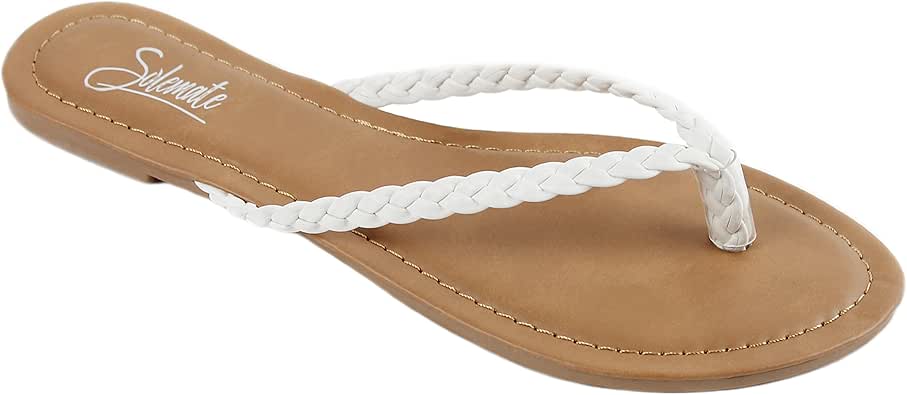 Amazon.com | Solemate Women's Woven Braided Strappy Thong Flip Flop Sandal Flat Beach Sandals 