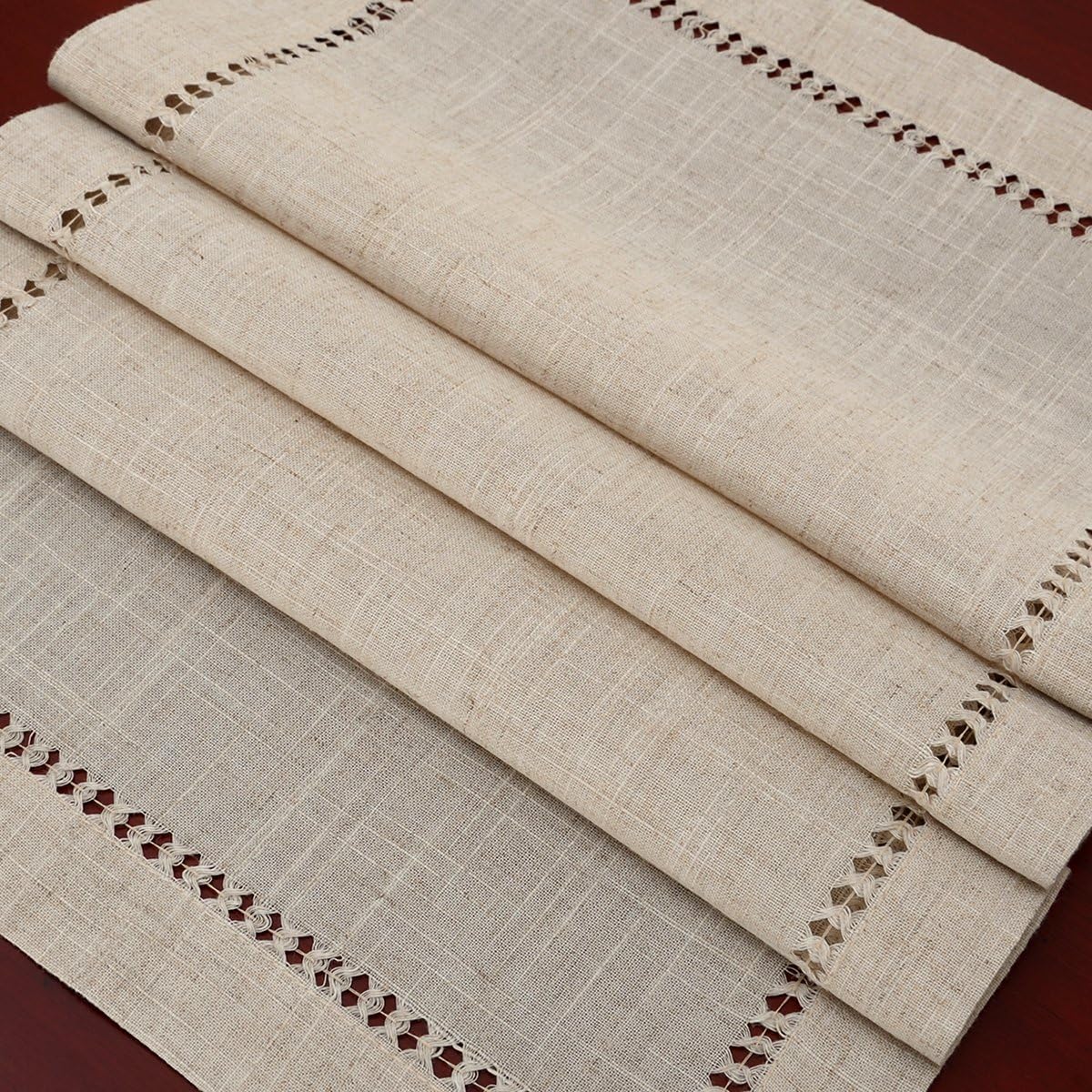 Grelucgo Handmade Hemstitched Natural Rectangle Lace Table Runners (14x48 inch): Home & Kitchen