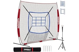 Sportswin Baseball Net for Batting Pitching Hitting 7x7 FT, with Strike Zone, Softball Net for Batting and Pitching, Baseball Practice Training Equipment for Kids Adult Youth